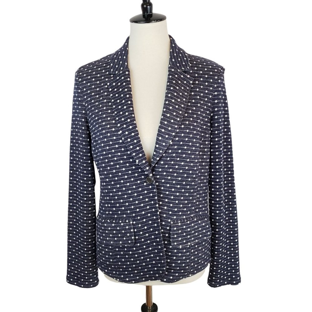 Maison Jules Blue & White Polka Dot Blazer Size Medium